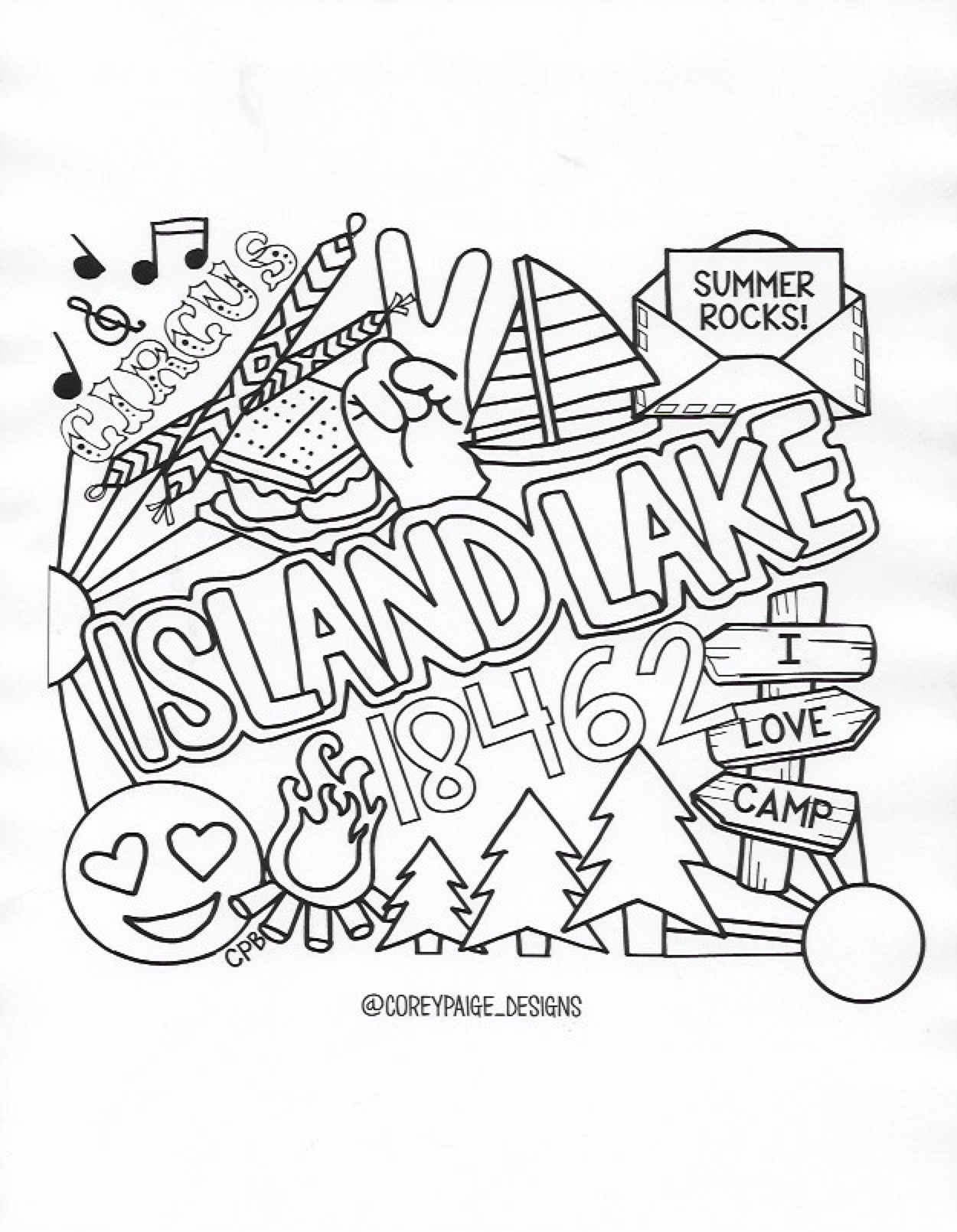 Island Lake Camp Coloring Page